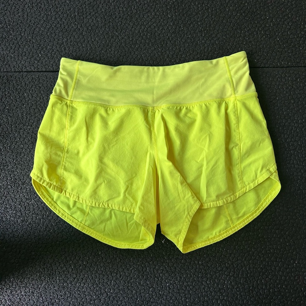 Lululemon Neon Yellow Speed Up Shorts